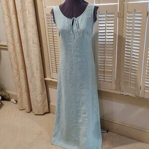 Vintage Liz Claiborne Lizspsort Mint Colored Sleeveless Linen Long Dress Size 4
